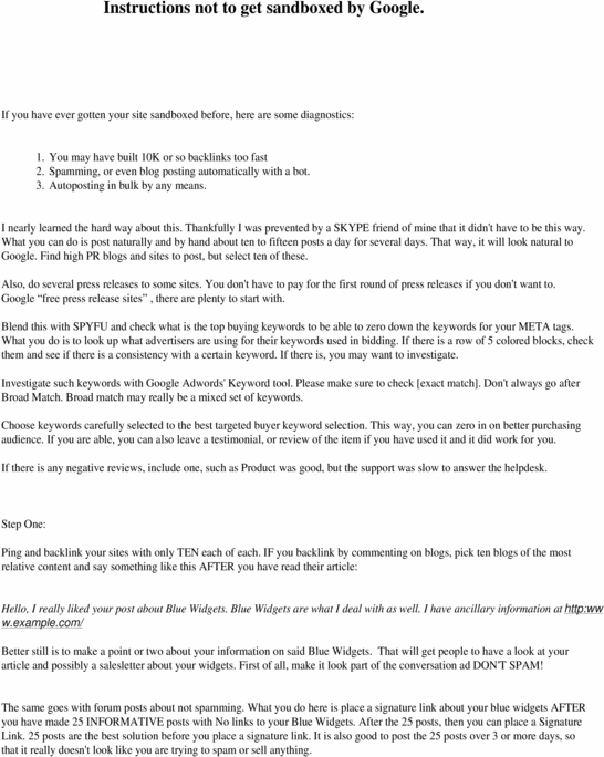 Product picture How to not be thrown out of search engines